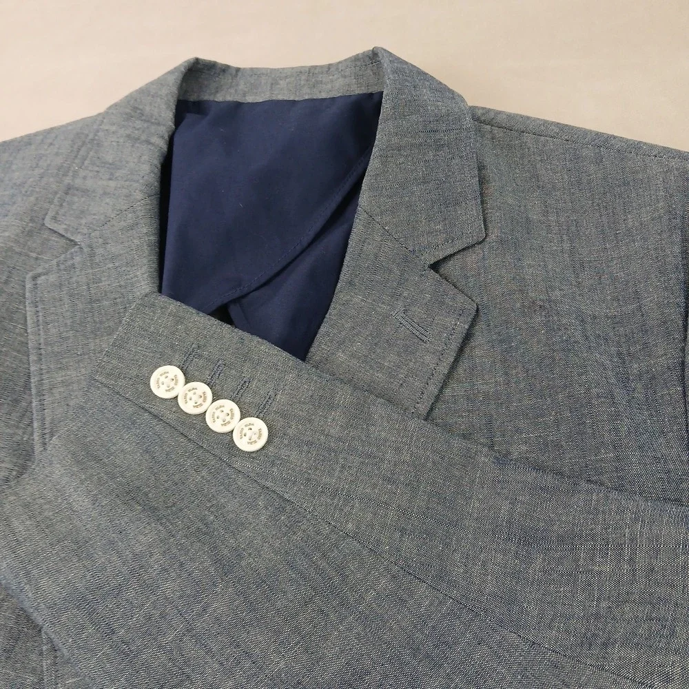 Tasso Elba‎ XL 46L Mens Blazer Sport Coat Chambray Unstructured Blue 23x32
